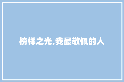 榜样之光,我最敬佩的人