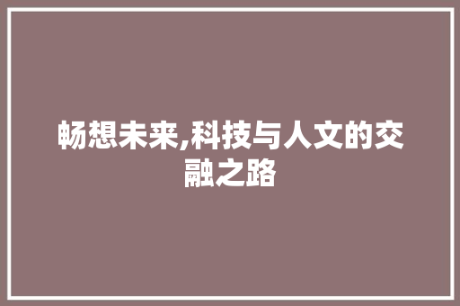 畅想未来,科技与人文的交融之路