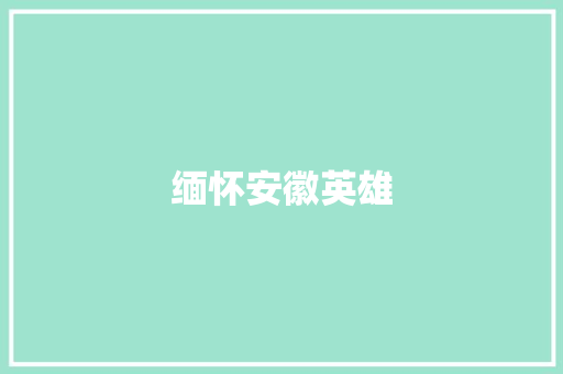缅怀安徽英雄，传承红色基因