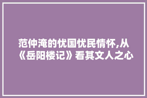 范仲淹的忧国忧民情怀,从《岳阳楼记》看其文人之心