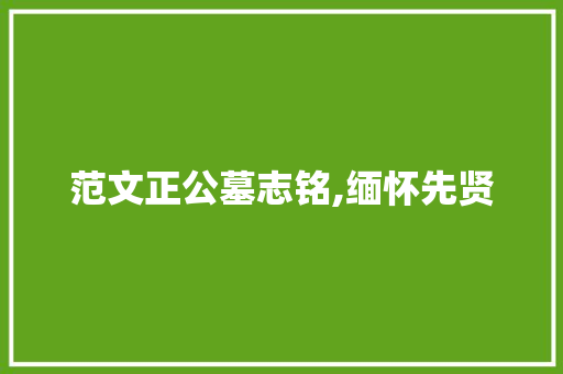 范文正公墓志铭,缅怀先贤，传承民族精神