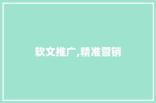 软文推广,精准营销，让品牌影响力飙升