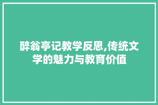 醉翁亭记教学反思,传统文学的魅力与教育价值