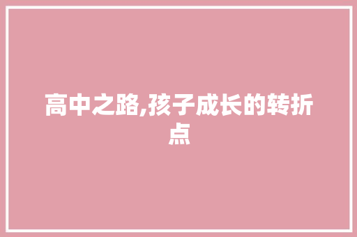 高中之路,孩子成长的转折点