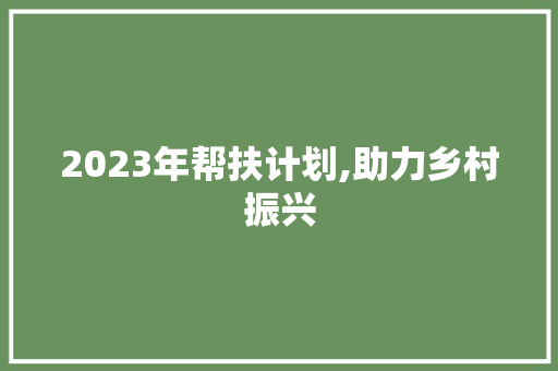 2023年帮扶计划,助力乡村振兴，共筑美好生活