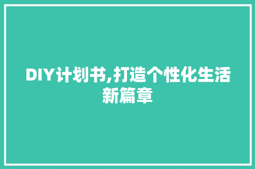 DIY计划书,打造个性化生活新篇章