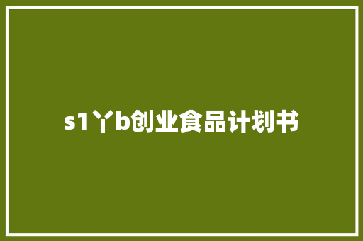 s1丫b创业食品计划书