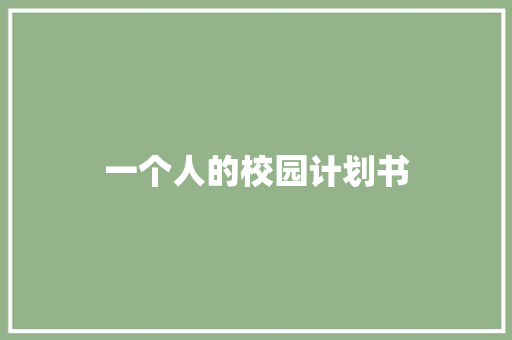 一个人的校园计划书