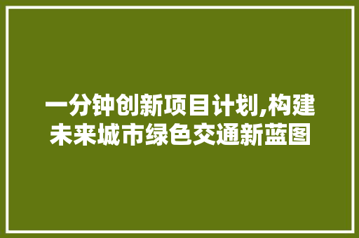 一分钟创新项目计划,构建未来城市绿色交通新蓝图