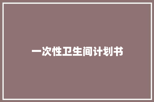 一次性卫生间计划书