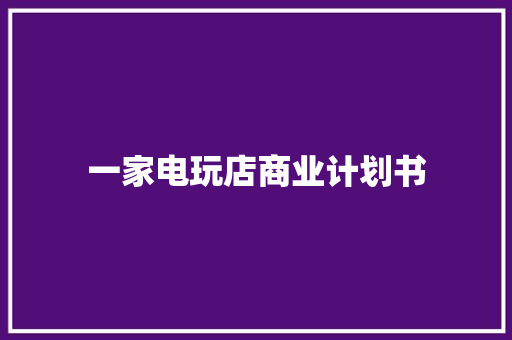 一家电玩店商业计划书