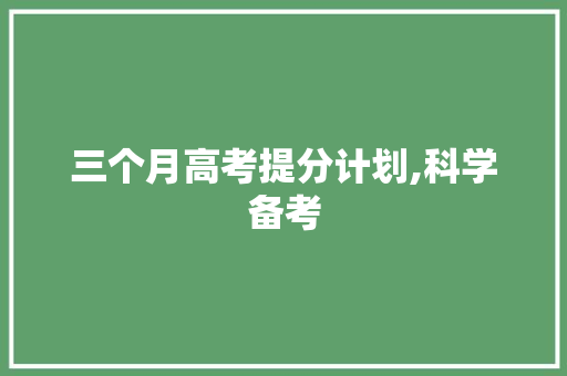 三个月高考提分计划,科学备考，梦想起航