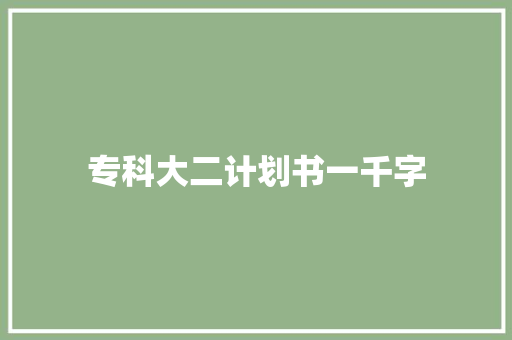 专科大二计划书一千字