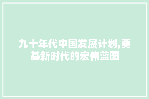 九十年代中国发展计划,奠基新时代的宏伟蓝图