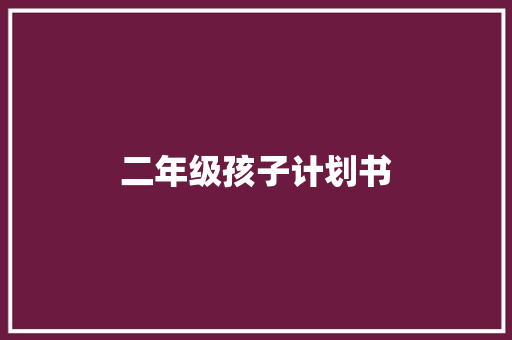 二年级孩子计划书