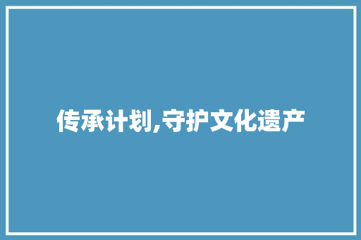 传承计划,守护文化遗产，铸就民族未来