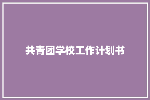 共青团学校工作计划书