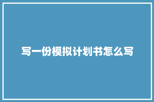 写一份模拟计划书怎么写