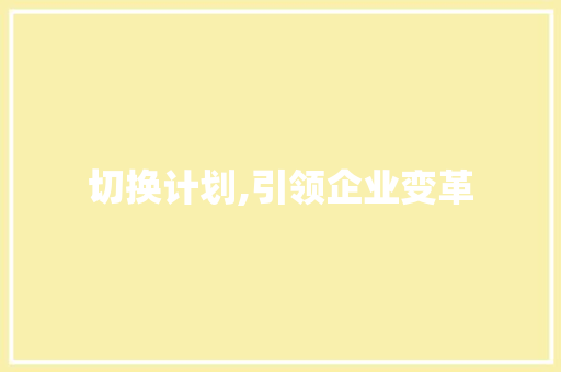 切换计划,引领企业变革，迈向高质量发展新篇章