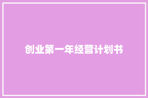 创业第一年经营计划书
