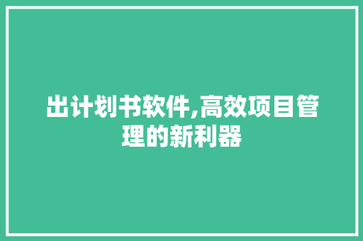 出计划书软件,高效项目管理的新利器