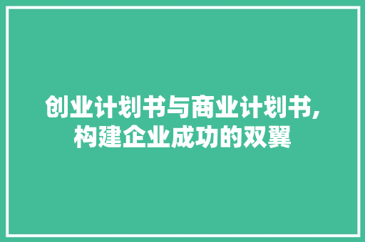 创业计划书与商业计划书,构建企业成功的双翼