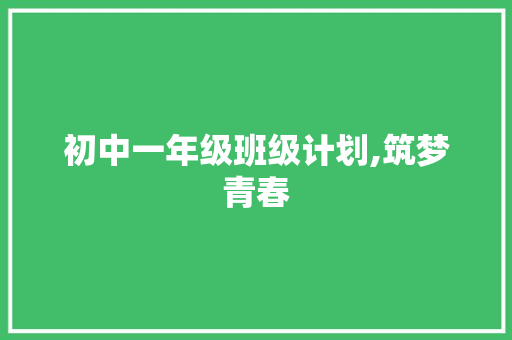 初中一年级班级计划,筑梦青春，共赴未来