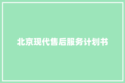 北京现代售后服务计划书