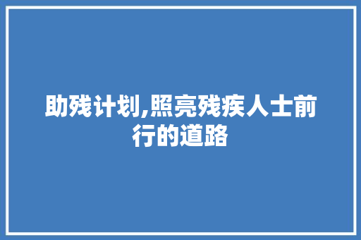 助残计划,照亮残疾人士前行的道路