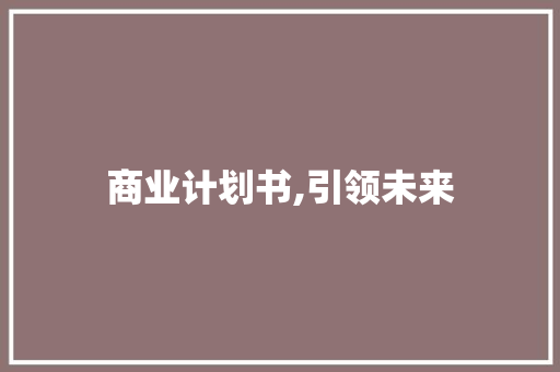 商业计划书,引领未来，创新共赢