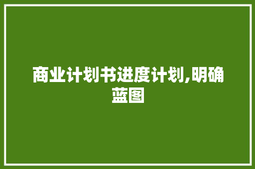 商业计划书进度计划,明确蓝图，助力企业稳步前行