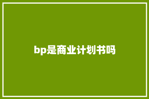 bp是商业计划书吗