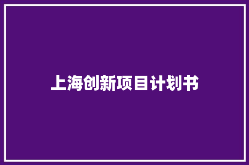 上海创新项目计划书