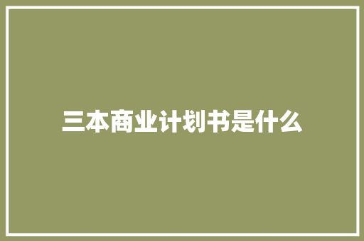 三本商业计划书是什么
