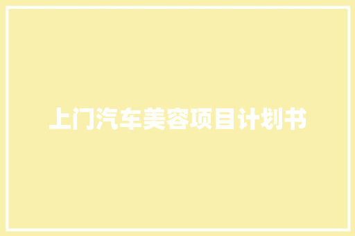 上门汽车美容项目计划书