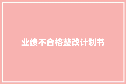 业绩不合格整改计划书