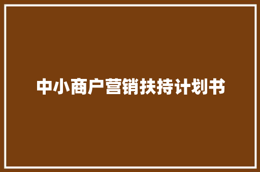 中小商户营销扶持计划书