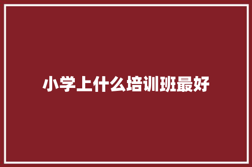 小学上什么培训班最好