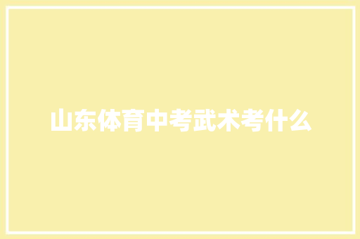 山东体育中考武术考什么