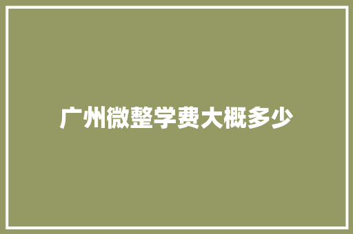 广州微整学费大概多少