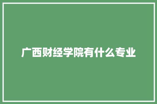 广西财经学院有什么专业