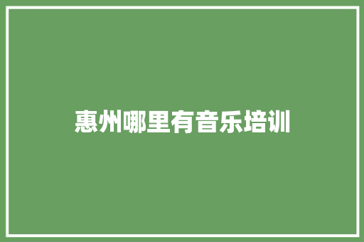 惠州哪里有音乐培训