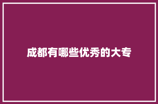 成都有哪些优秀的大专