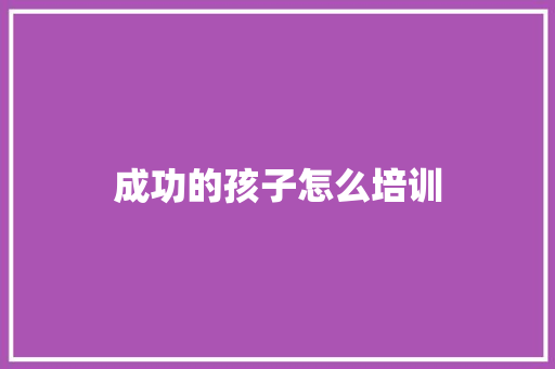 成功的孩子怎么培训