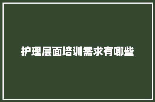 护理层面培训需求有哪些