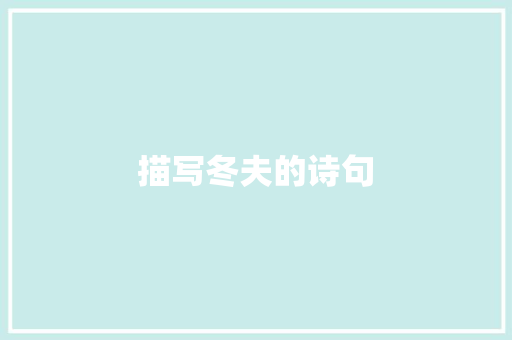 描写冬夫的诗句
