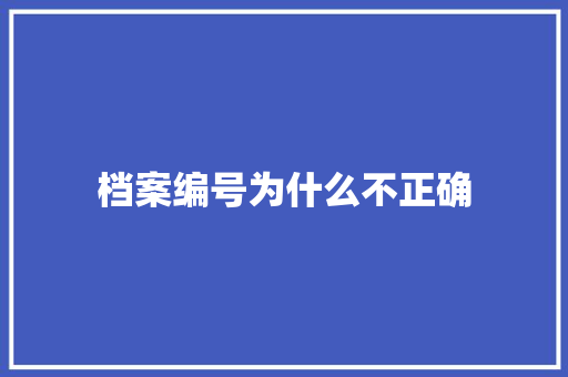 档案编号为什么不正确