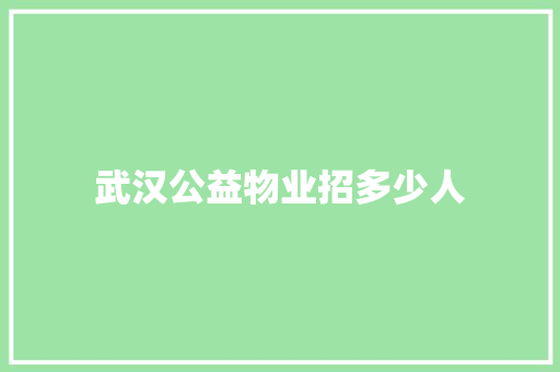 武汉公益物业招多少人