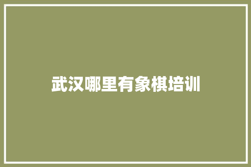 武汉哪里有象棋培训