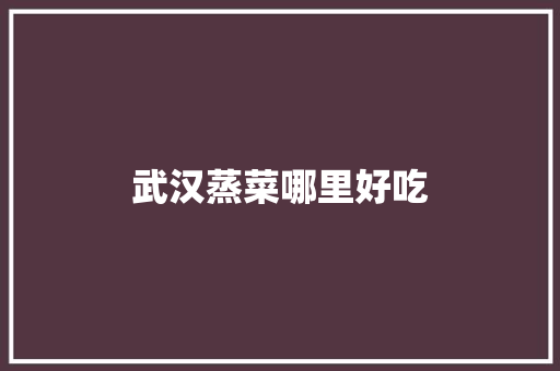 武汉蒸菜哪里好吃